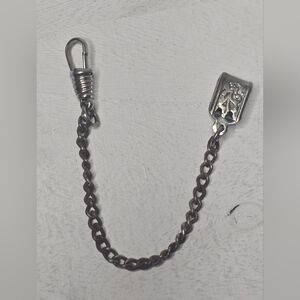 Small Silver Tone Vest Pocket Clip Watch Chain Decorative Fob